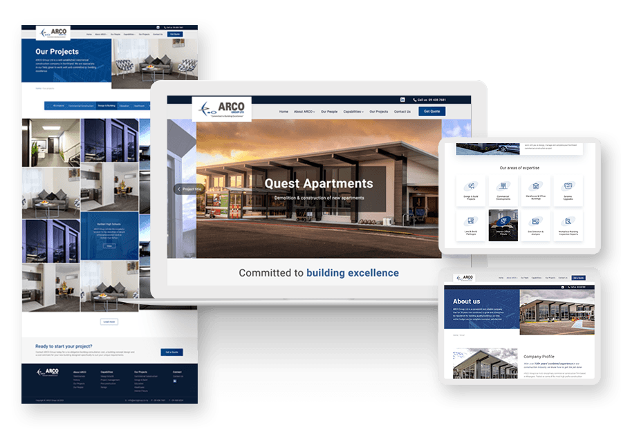 Bergosso created the website for construction company ARCO to present their services